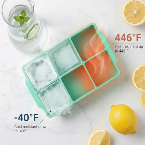 KitchFort® Large Silicone Ice Cube Tray (2-Pack) - 2" Big Ice Mold with Lid
