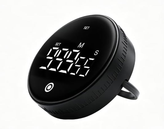 Digital Kitchen Timer, Magnetic Visual Countdown Countup Timer with Large LED Display, Adjustable Volume, Easy for Seniors and Kids, for Cooking, Classroom, Fitness, Study (Black)