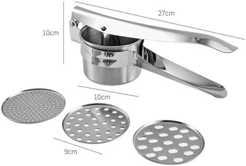 Potato Ricer 15oz, Heavy Duty Stainless Steel Potato Masher and Ricer for Mashed Potatoes,with 3 Interchangeable Discs, Potato Press Kitchen Tool for Mashed
