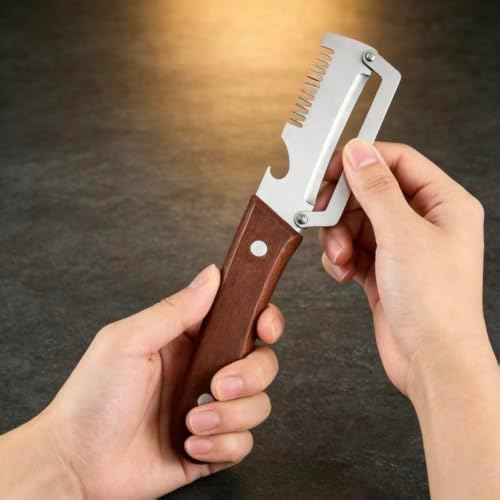 2-in-1 Vegetable Peeler & Julienne Shredder, Stainless Steel Wooden Handle