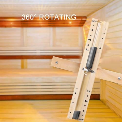 Sauna Sand Timer Hourglass 15 Minute, Rotating Wood Black 15 Min Sand Clock, Reloj De Arena, Heat Resistant Wooden Hour Glass Sandglass for Sauna Room, SPA