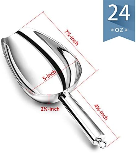 E-far Metal Ice Scoop Set of 2, 24 Ounces Kitchen Ice Scooper for Ice Maker
