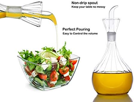 13 ounce/380 ml Olive Oil and Vinegar Dispenser Glass Cruet Decanter for Kitchen,Lab glassware seal handicraft Keeps Oil Fresh Longer,Soap Dispenser Bottle No Funnel Needed