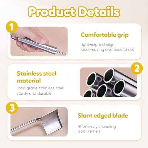 Easy Clean Corn Cob Peeler, 2025 New Corn On The Cob Stripper Tool with Long Handle, Stainless Steel Corn Cutter for Corn Cob With Corn Holder (Green-3 pcs)