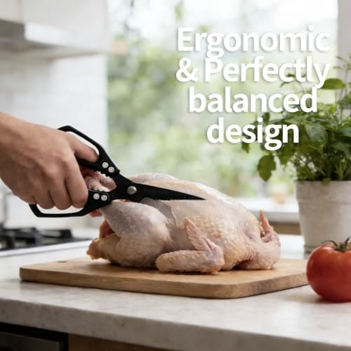 Kitchen Scissors for Food Seafood, BBQ Meat Scissor Heavy Duty, Heavy Duty Poultry Shears All Purpose Kitchen Shear for Food Japan, Cooking Scissors Cutting Bone Chicken Shears, Gift for Men Women