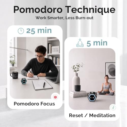 KADAMS Pomodoro Timer Cube, Visual Timer for Kids, Productivity Desk Timer