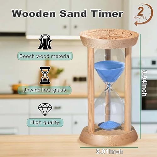 SuLiao Sand Timer, Colorful Wood Hourglass Timer, Wooden Sand Clock 1 min/2 min/3 min/5 min/10 min, Sandglass Hour Glass for Brushing Children's Teeth, Cooking, Games, School, Office (Pack of 5)
