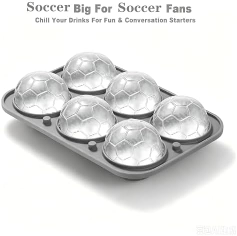 Nax Caki 3D Soccer Ice Cube Tray, Large Soccer Silicone Fun Shapes Whiskey Ice Mold with Funnel for Cocktails, Bourbon,Brandy, Whiskey Gifts for Men