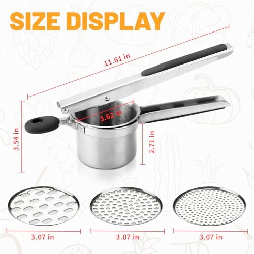 Potato Ricer 3 Interchangeable Discs,Potato Masher and Ricer