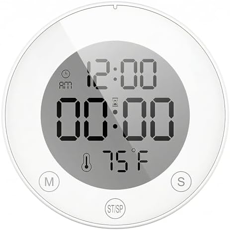 KADAMS Shower Clock Waterproof Bathroom Timer – Digital Wall Clock with Countdown, Magnetic Kitchen Clock with Temperature & Humidity, Suction Cup for Kids Shower Spa Cook Bath (Peal)