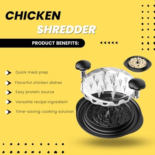 Pro Chicken Shredder Transparent Lid with Ergonomic Handle Visible Chicken Breast Shredder Tool, Dishwasher Safe Cleaning Brush - Meat Shredder Machine