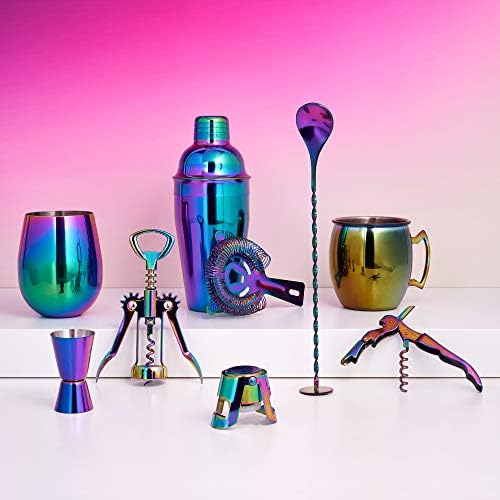 Blush Mirage Rainbow Iridescent Stainless Steel Cocktail Shaker, Colorful Drink Shaker for Aesthetic Home Bar Accessories, Bachelorette Party, Pool Party, Housewarming, Birthday Gifts for Women, 20 oz