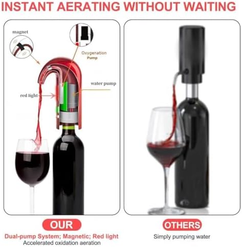 Electric Wine Aerator, Wine Dispenser, Aeration and Decanter Wine Pourer, Red White Wine Accessories Best Wine Gifts -Red