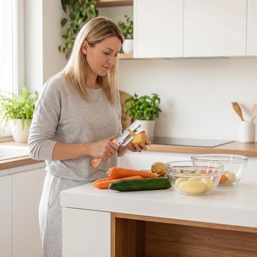 Multi-Functional Vegetable Peeler for Kitchen, New Ultra-Sharp Stainless Steel Blade with Wooden Handle and Bottle Opener, For Fruits and vegetables (3 Pcs)