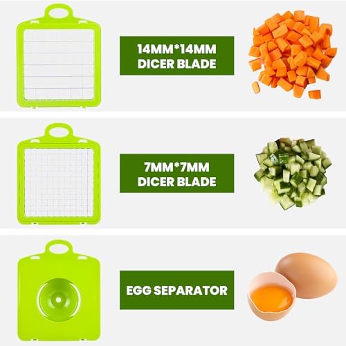 Mr. CHOP CRAFT-Vegetable Chopper, Pro 15 in 1 Multifunctional Kitchen Chopper, Fruit and Veggie Chopper, Light Green Vegetable Slicer Dicer Cutter, Mandoliner Slicer, Salad, Garlic Chopper, Standard
