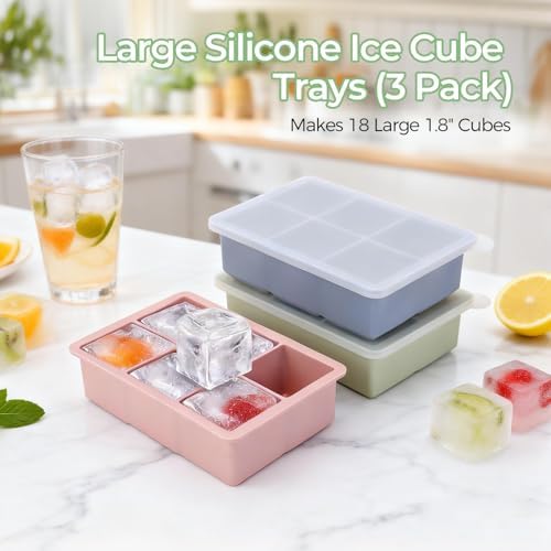 Large Silicone Ice Cube Trays(3 Pack)