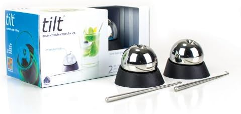 Soireehome Tilt Twin Beverage Chilling Balls, Whiskey Stone Spheres - Set of Two with Garnishing Sticks & Stands, Perfect for Wine, Whiskey and Cocktail Drinks. Ice Cold Food & Drinks Without a Mess