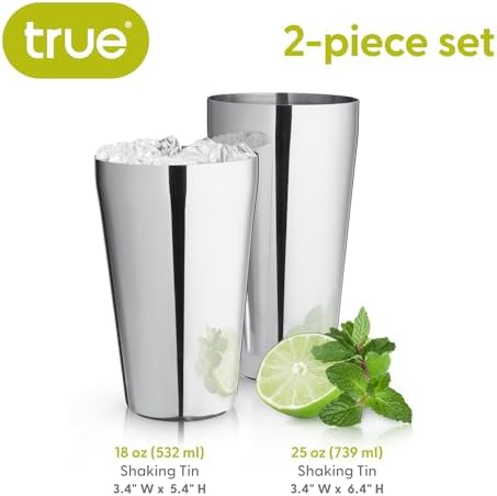True Advance Boston Cocktail Shaker Set, 18 oz & 25 oz Stainless Steel Shaker Tins for Margaritas, Espresso Martinis, Cosmopolitans, Bartender Gifts, Drink Mixer, Home Bar Tools, Set of 2