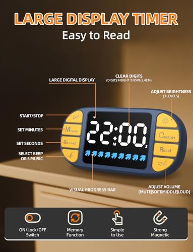 DOOMAY Magnetic Digital Kitchen Timer for Classroom Countdown