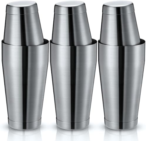 Sabary 6 Pcs Shakers Bartending Boston Cocktail Shaker, Sanding Silver