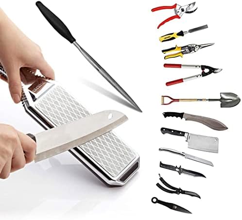 Knife Sharpeners Handheld 300/600 Grit Double Sided Diamond Knife Sharpening Weststone Stone for Kitchen Knives Scissors Garden Tools with scissors sharpener(SHA-2W SET)