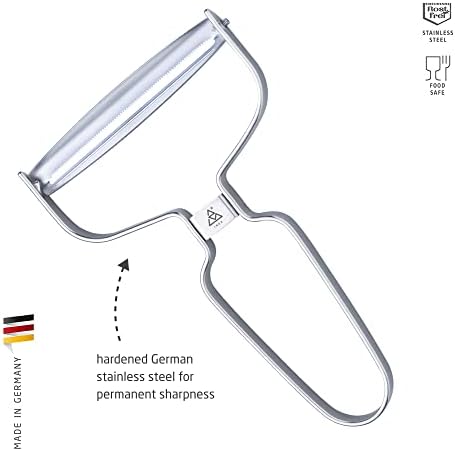 triangle Y-Peeler - 3.5 in (90 mm) - Stainless Steel Horizontal Serrated Blade - Peeler for Fruits & Vegetables - Ergonomic Handle - Dishwasher Safe - Made in Germany