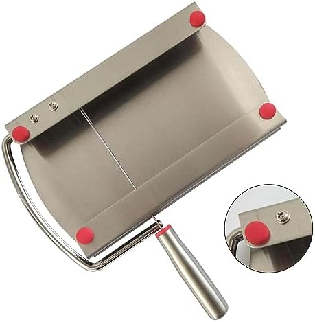 Stainless Steel Cheese Slicer - Cheese Cutter Board with Blade for Block Cheese, Handheld Cheese Cutters with Cut Grid Lines for Block Cheese Butter, Vegetables, Friut, 8.66x4.92in