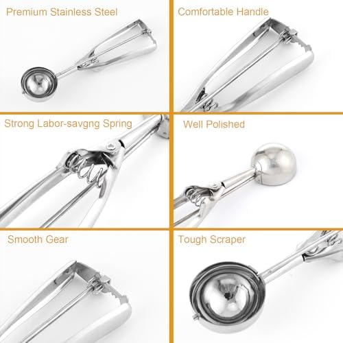 Cookie Scoop Set 3Pcs 18/8 Stainless Steel for Ice Cream & Dough Gift Box