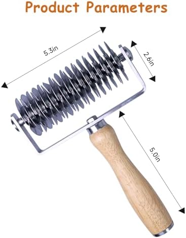 Stainless Steel Pastry Lattice Cutter, Lattice Dough Wheel Cutter with Wooden Handle, Roller Cutter for Lattice Pie Crust, Beef Wellington, Metal Pastry Dough Slicer for Bread, Pizza, and Puff Pastry