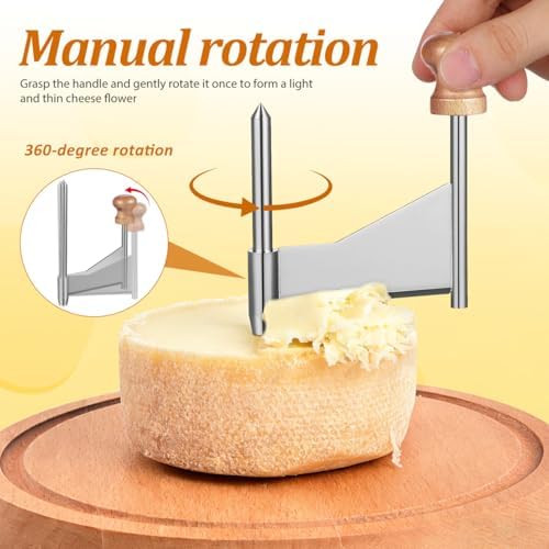 SEWACC Cheese Curler Wheel, Stainless Steel Handheld Cheese Cutter Shaver to Create Rose-shaped Cuts, for Home, Restaurants, Cafes And Dessert Shops (slicer Only)