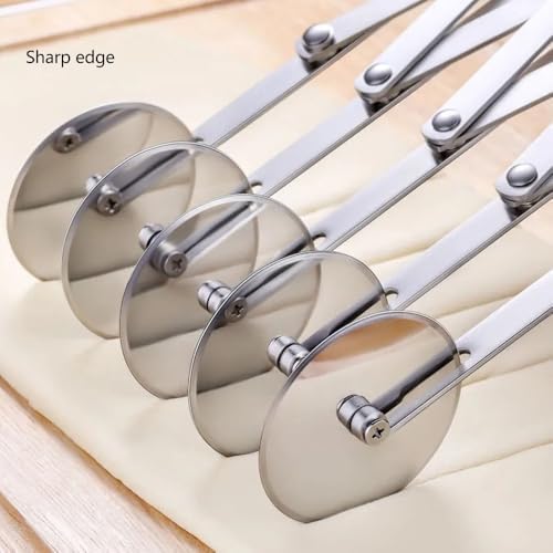 Adjustable 3-Wheel Stainless Steel Pastry Cutter - Expandable Pizza Roller for Uniform Slicing,Professional Baking Tool for Cookies, Dough & Pies‌