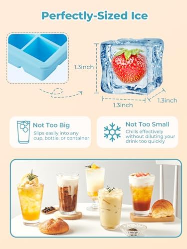 FOHERE Ice Cube Tray, 4-Packs Flexible Silicone Ice Trays for Freezer