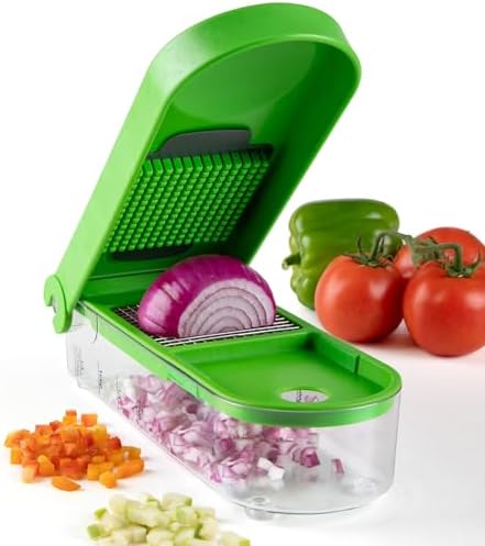 Onion Chopper and Dicer - Anti-Tear Vegetable Chopper, 2-Cup Capacity with Clear Measuring Base, Non-Skid Feet, Dishwasher Safe & Cleaning Tool Included