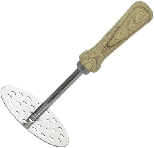 Stainless Steel Smooth Potato Masher Ricer Presser With Wooden Handle,Potato Masher