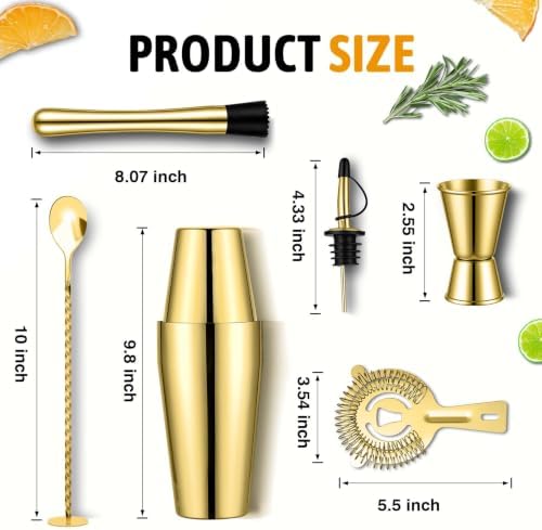 Mwellewm Cocktail Shaker Set, Boston Shakers, Bartending Drink Shaker Kit