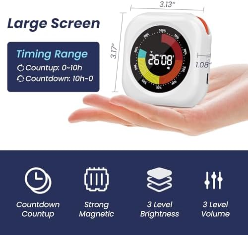 Visual Timer for Kids, Rechargeable 10-Hour Countdown/Up Timer - 2 Packs