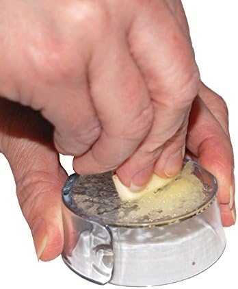 Garlic Perfection Press, Crusher, Mincer, and Storage Container - Easy to Clean - Stainless Steel Blades - White