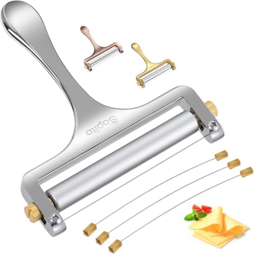 Sopito Cheese Slicer with 3 Extra Stainless Steel Wires, Silver