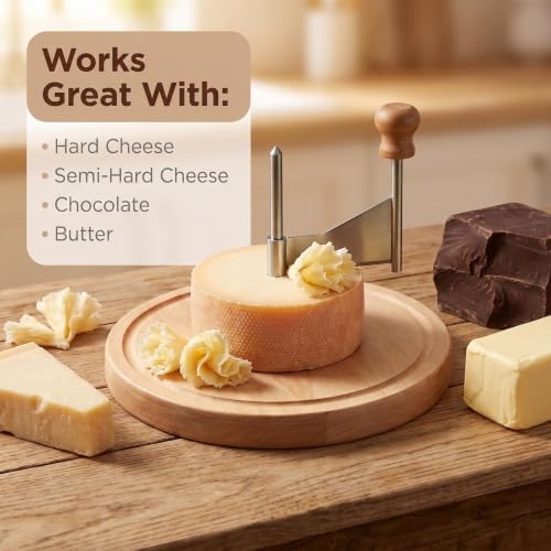 Cheese Curler Wheel, Girolle Cheese Shaver with Wood Base