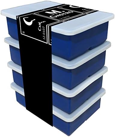 Silicone Ice Cube Trays by M. Gastro Kitchens, SAVE WITH OUR ECONOMY 4 PACK, Extra Large Ice Cubes, Space Saving Design, 6 Cavity (Midnight Blue with 4 Lids)