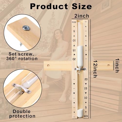 Sauna Sand Timer, Rotatable Wooden 20 Min Heat‑Resistant Hourglass Sand Clock for Sauna SPA, White