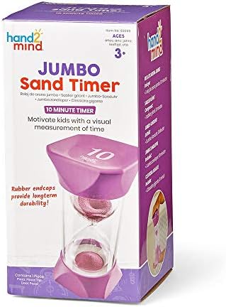 hand2mind Jumbo 10 Minute Sand Timer, Large Hourglass, Shower Timer for Kids, Sand Clock, Toddler Visual Countdown for Classroom, Game and Calm Down Corner Supplies (Set of 1)