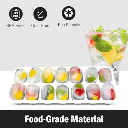 DclobTop Ice Cube Trays for Freezer - 3 Pack 42 Ice Cubes, Easy to Release Plastic Silicone Trays with Spill-Resistant Lids, Reusable Stackable Tray for Cocktails, Drinks and Coffee, BPA-Free,Black