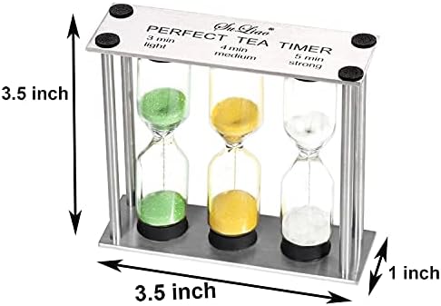 SuLiao Tea Multi-Timer Metal Sand Clock - Three-In-One Hourglass, Small Colorful Sand Watch, Green & Orange, Unquie Sandglass for Kids, Classroom, Home Decor