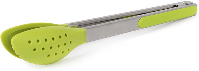 Dexas Spoon & Strain Tongs with Gravity open & Close Operation, 12", Green