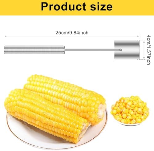 Manual Corn Stripper, Effortless Corn Kernel Remover Tool, Handheld Corn Peeler for Fresh & Cooked Corn on the Cob (2Pcs Silver)