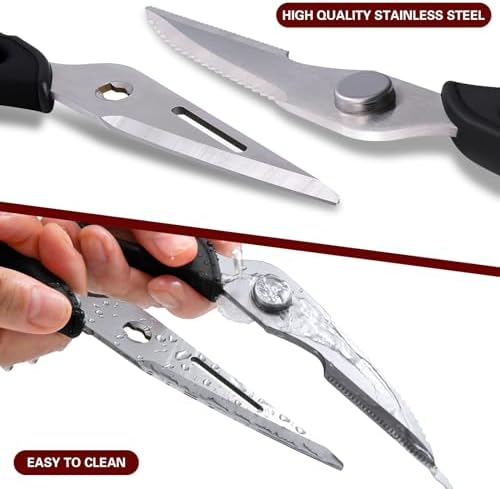Come Apart Kitchen Scissors for Food, All Purpose Kitchen Shears (Black)