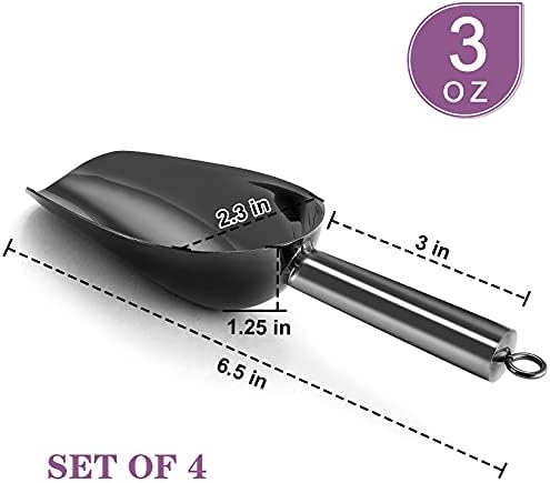 P&P CHEF 3 Ounce Mini Canister Scoop Stainless Steel Set of 4, Black