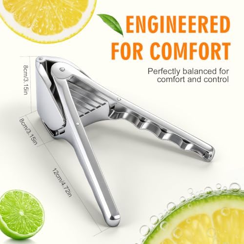 Stainless Steel Lemon Squeezer, Handheld Citrus Juicer with Seed Strainer