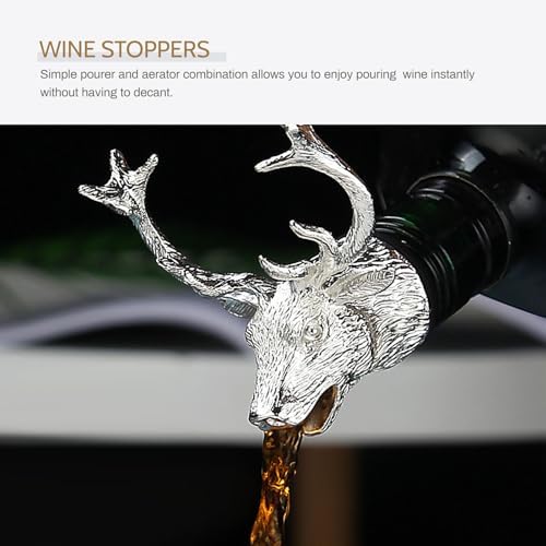 Cabilock 2pcs Christmas Deer Head Wine Pourer, Silicone Wine Aerators Deer Stag Head, Liquor Bottle Decanter Bar Accessories Party Favor for Alcohol Spirits Whiskey